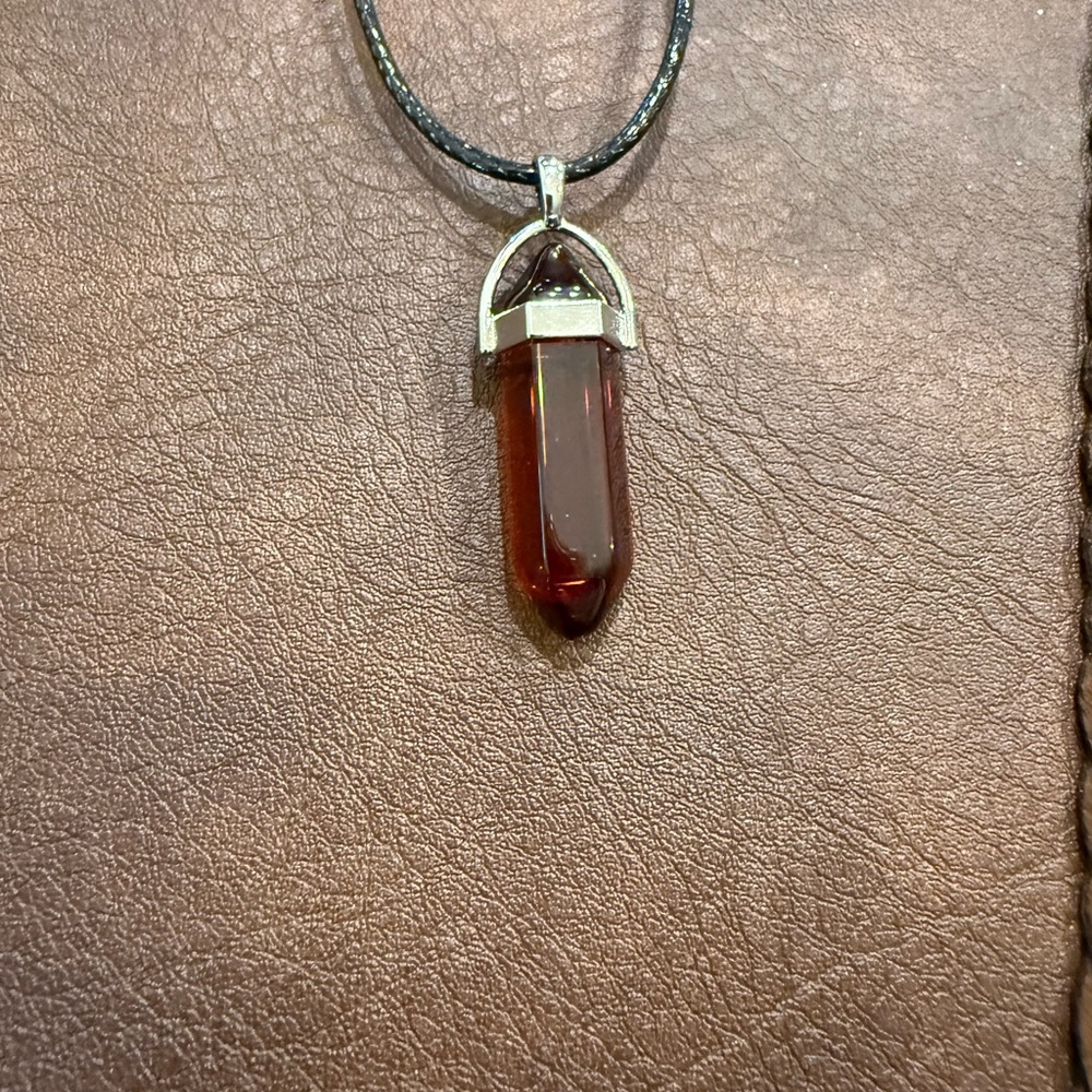 Silver and Brown Pendant Necklace